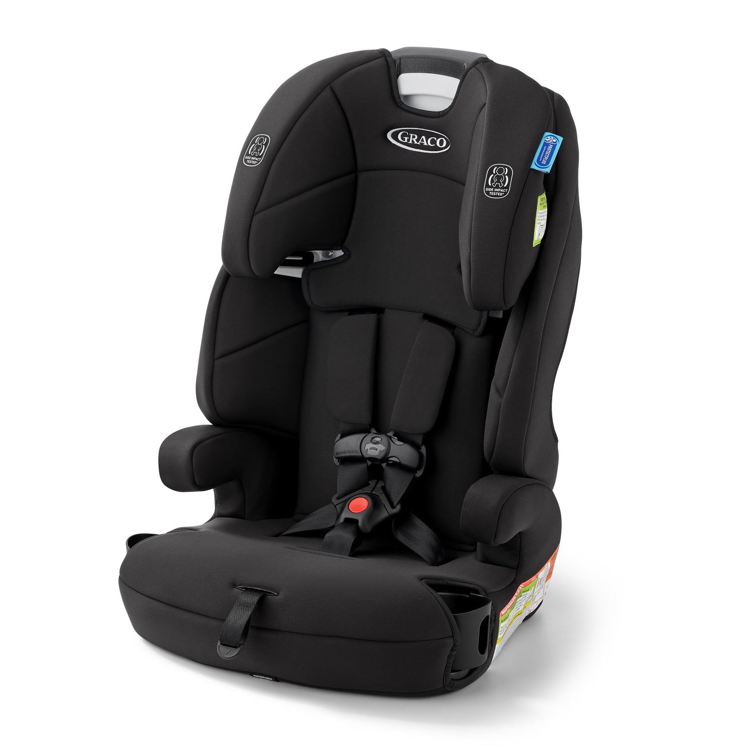 silla de auto Graco negra lateral, seguridad para niรฑos